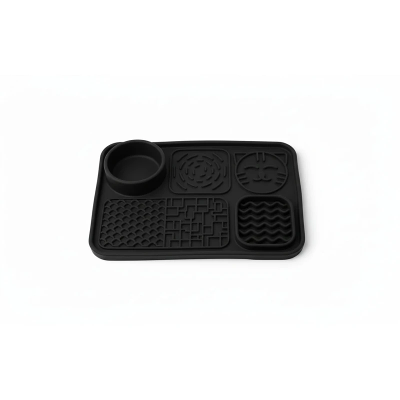 Wimow Pet Food Bowl Mat | Waterproof & Non-Slip Silicone | Keeps Floors Clean, Black - Wimow