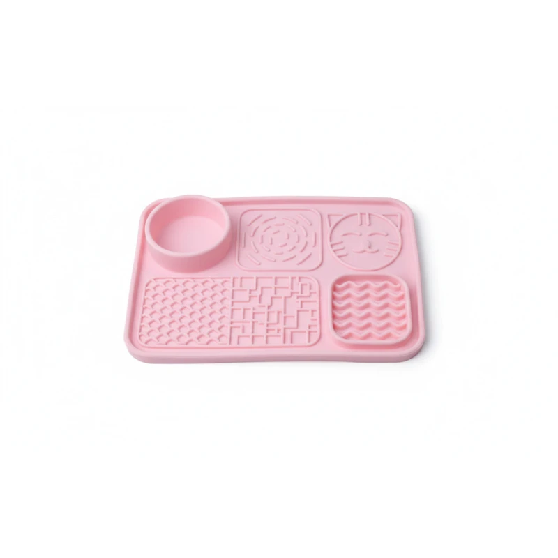 Wimow Pet Food Bowl Mat | Waterproof & Non-Slip Silicone | Keeps Floors Clean, Pink - Wimow