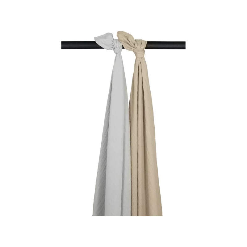Meyco Muslin Swaddle Blankets 2-Pack Light Grey and Sand 120x120cm - Meyco