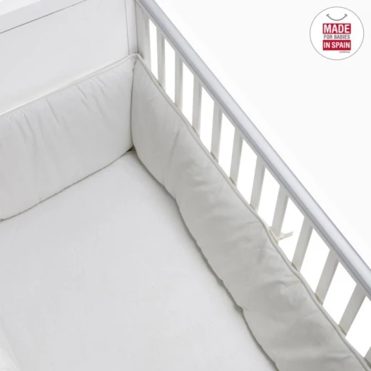 Cambrass Liso E Beige Cot Bumper 420 cm, Polyester Cotton Blend, Spanish Made - Cambrass - Image 3