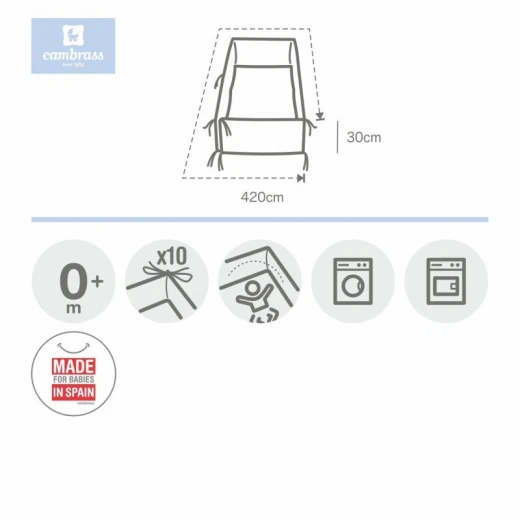 Cambrass Plain Dusty Sky 420 cm Bed Bumper, Soft Protection for Baby Crib - Cambrass - Image 2
