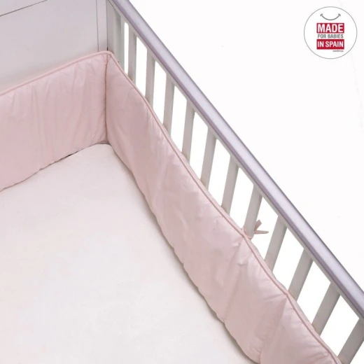 Cambrass Smooth E Powder Pink Cot Bumper 420 cm, Soft Protection for Baby's Cradle - Cambrass - Image 3
