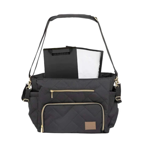 Motto Gold Black Diaper Bag, Large Capacity, Thermal Pockets, Changing Pad Included - MOTTO - Image 4