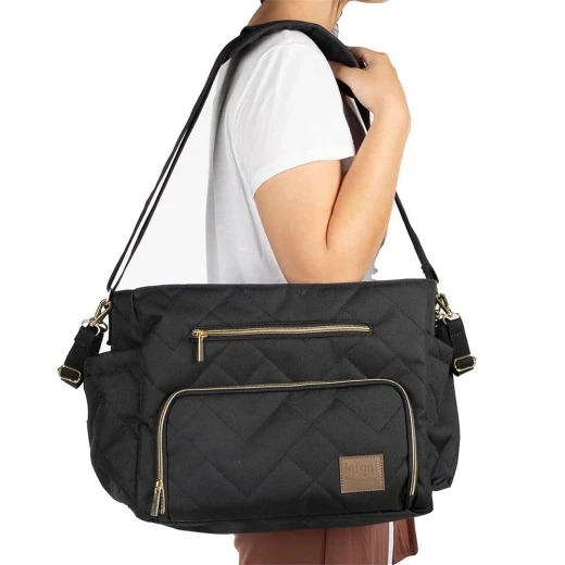 Motto Gold Black Diaper Bag, Large Capacity, Thermal Pockets, Changing Pad Included - MOTTO - Image 6