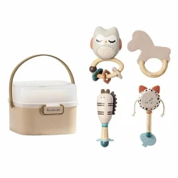 Royalcare Baby Rattle Set of 4 with Storage Box, Teething Relief, Sensory Development