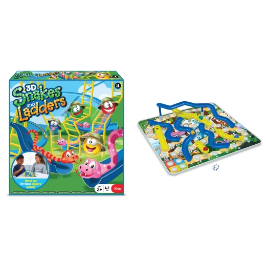 Ambassador 3D Snakes and Ladders Board Game for Kids, Classic Family Fun, 2-4 Players - Ambassador - Image 2