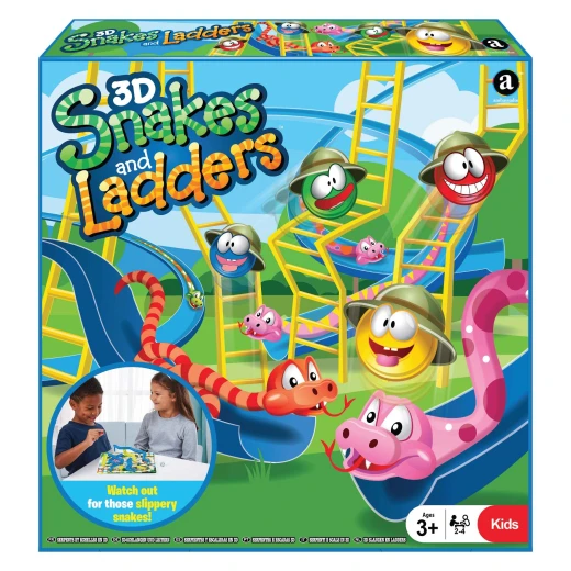 Ambassador 3D Snakes and Ladders Board Game for Kids, Classic Family Fun, 2-4 Players Ambassador 3D Snakes and Ladders Board Game for Kids, Classic Family Fun, 2-4 Players