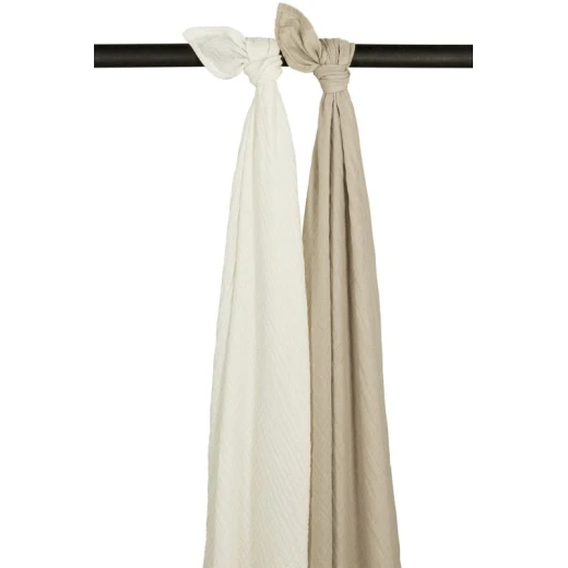 مجموعة أغطية ميكو Pre-Washed للف الطفل قطعتين أبيض ورملي 120x120 سم مجموعة أغطية ميكو Pre-Washed للف الطفل قطعتين أبيض ورملي 120x120 سم