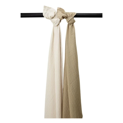 Meyco Pre-Washed Soft Swaddle Blanket 2-Pack Sand/Taupe 120x120cm Meyco Pre-Washed Soft Swaddle Blanket 2-Pack Sand/Taupe 120x120cm