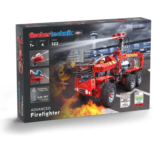 Fischertechnik 564069 Advanced Firefighter - Kit for Children from 7 Years, Experiment Kit with Fire Engine & Spray Function, Promotes Technical Understanding, Black, Medium Fischertechnik 564069 Advanced Firefighter - Kit for Children from 7 Years, Experiment Kit with Fire Engine & Spray Function, Promotes Technical Understanding, Black, Medium