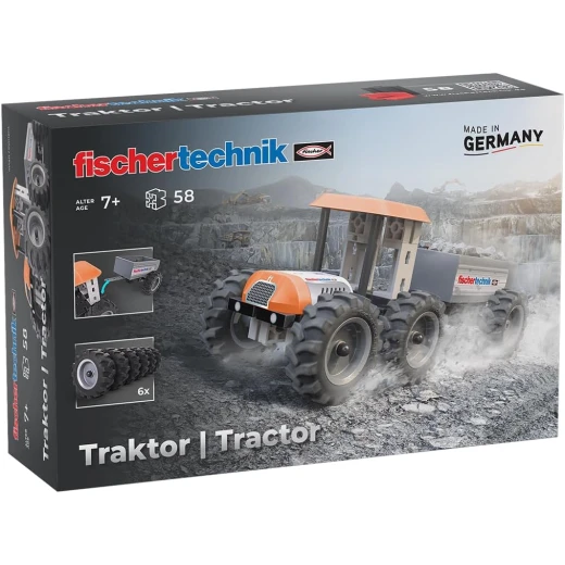 fischertechnik Tractor Construction Toy Set, Robust Wheels, Building Materials Transport, Ages 7+
