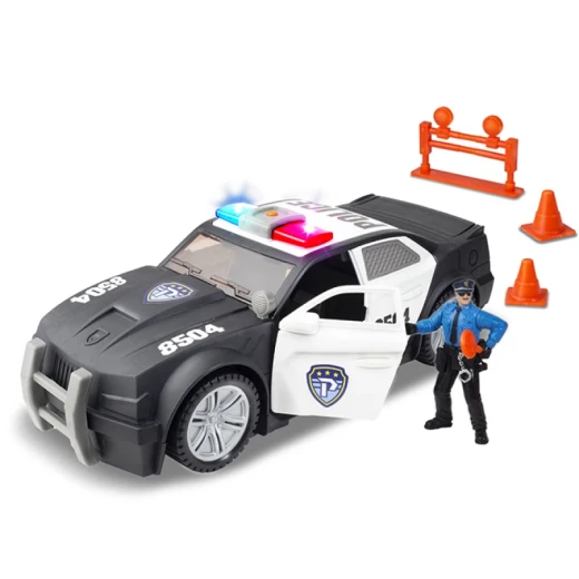 Chap Mei Light and Sound Police Patrol Car Playset Black for Ages 3 and Up Realistic Siren and Flashing Lights Interactive Rescue Mission Toy - Chap Mei - Image 6