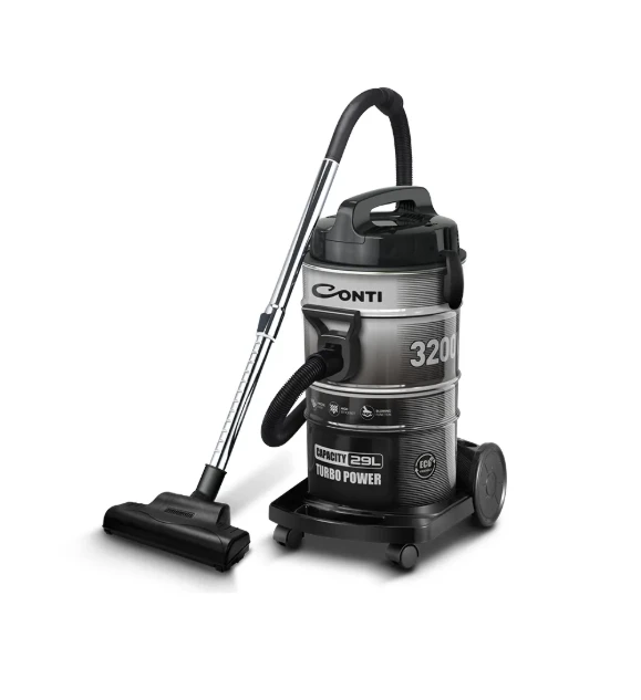 Conti Vacuum Cleaner 3200W Metal Drum Gray, Powerful Copper Motor, 29L Capacity - Conti