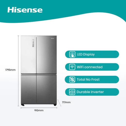 Hisense RS3N668SAI3 Side-by-Side Refrigerator Stainless Steel 668L A+ Energy Rated - HISENSE - Image 8