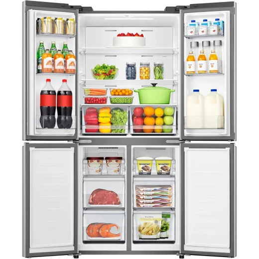 RQ5G470SBS3- ثلاجة بفريزر Cross Door American سعة 457 لترًا، My Fresh Choice، خالية من الصقيع، تدفق هواء متعدد، تبريد ثنائي التقنية، نظام تبريد سفلي، زجاج فضي، ضمان ضاغط لمدة عام كامل و5 سنوات من هايسينس - هيسنس - Image 2