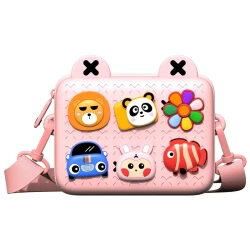 Picocici K10 Kids Trendy Satchel Crossbody Bag for Girls 5-10 Years Old, Mini Pink Purse with Adjustable Strap, Perfect for Small Essentials and Playtime Fun