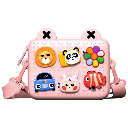 Picocici K10 Kids Trendy Satchel Crossbody Bag for Girls 5-10 Years Old, Mini Pink Purse with Adjustable Strap, Perfect for Small Essentials and Playtime Fun