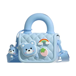 Picocici K54 Kids Crossbody Handbag, Food-Grade Silicone, Blue, Pink, Yellow
