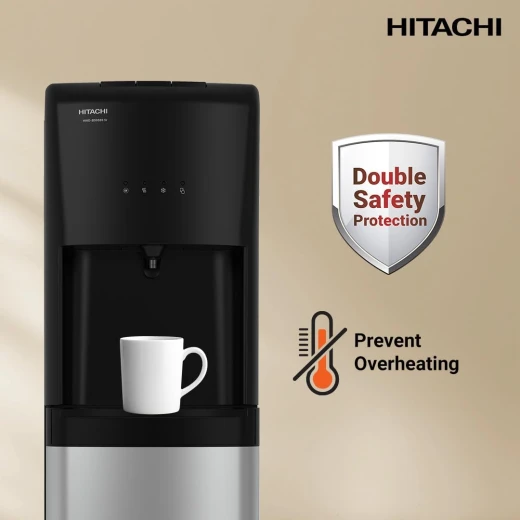 موزع مياه هيتاشي بتحميل سفلي HWD-B50000-SV أسود ستانلس ستيل، ضوء الأشعة فوق البنفسجية المضاد للبكتيريا - هيتاشي - Image 6