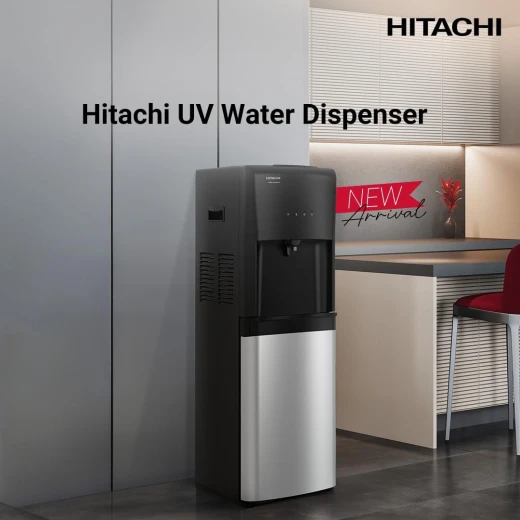 موزع مياه هيتاشي بتحميل سفلي HWD-B50000-SV أسود ستانلس ستيل، ضوء الأشعة فوق البنفسجية المضاد للبكتيريا - هيتاشي - Image 7