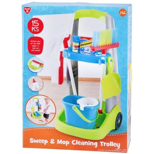 Playgo Kids Cleaning Trolley Set Role Play Toy 15 Pieces Includes Broom Mop Dustpan Bucket Realistic Design Promotes Imaginative Play For Children Playgo Kids Cleaning Trolley Set Role Play Toy 15 Pieces Includes Broom Mop Dustpan Bucket Realistic Design Promotes Imaginative Play For Children