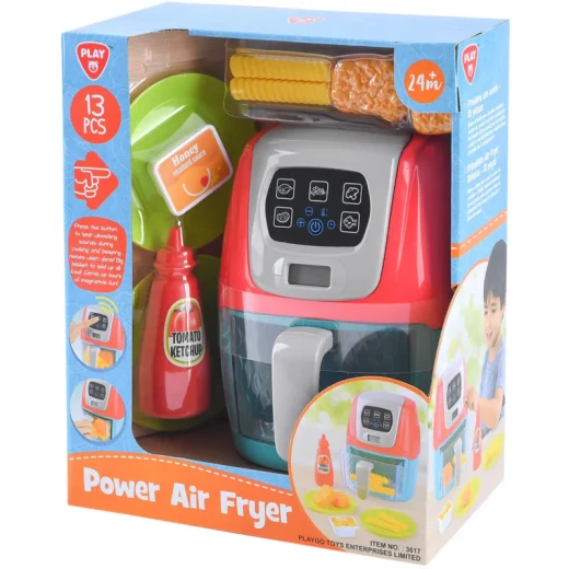 Playgo Power Air Fryer Toy Set 13 Pieces, Battery Operated, Kitchen Role Play