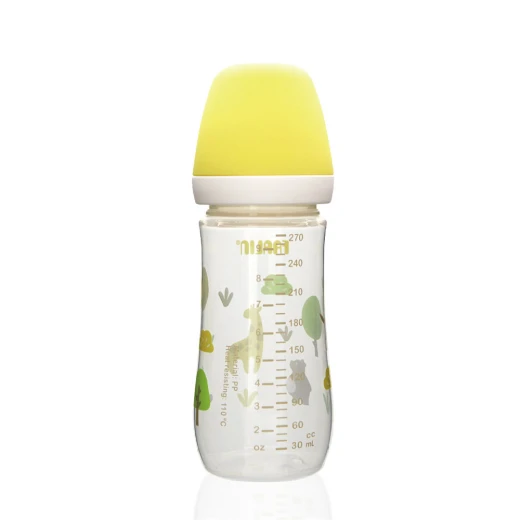 Farlin Wide Neck Baby Bottle 270ml PP with Soft Silicone Straw, Yellow Cap - Farlin - Image 3