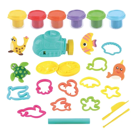 Playgo Deep Sea Clay Set 6 Clay Pots Multi-Color Creative Modeling Craft for Kids - PlayGo - Image 2
