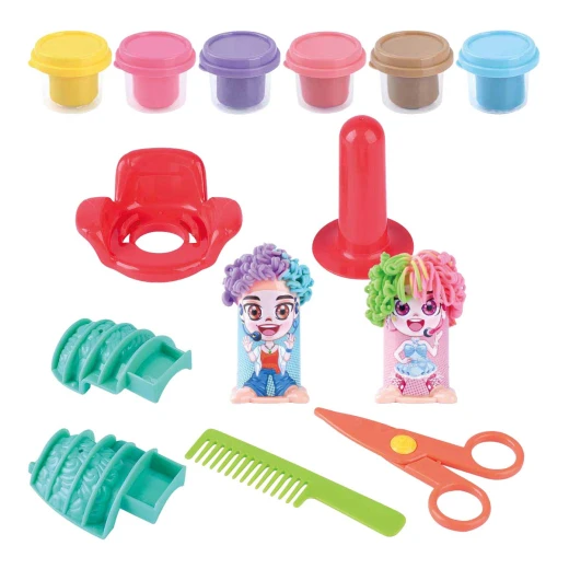 Playgo Hairdresser Clay Set for Kids, 6 Clay Pots, Multi-Color, Ages 3+ - PlayGo - Image 2