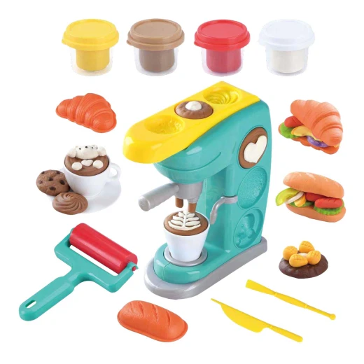 Playgo Coffee Maker Clay Set Creative Toys for Kids, 4 Clay Pots, Multi-Color - PlayGo - Image 2