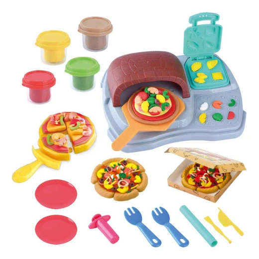 Playgo Pizza Party Clay Set for Kids, 4 Clay Pots, Multi-Color, Ages 3+ - PlayGo - Image 2