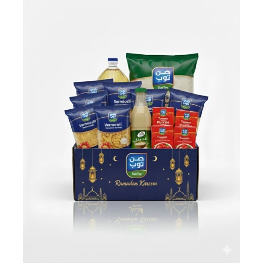 طرد رمضان – أرز 3.5 كغم، سكر 1 كغم، معكرونة 150 غم، زيت دوار الشمس 1 لتر، طحينة 900 غم ومعجون طماطم x 4 135 غم طرد رمضان – أرز 3.5 كغم، سكر 1 كغم، معكرونة 150 غم، زيت دوار الشمس 1 لتر، طحينة 900 غم ومعجون طماطم x 4 135 غم