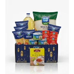 Ramadan Food Package – Sun Top Rice 3.5 kg × 1,1121 Basmati Rice 3.5 kg × 1, Sugar 2 kg × 1, Vermicelli Pasta 150 g × 4, Elbow Macaroni Pasta 150 g × 4, Tuna in Oil 120 g × 1, Sardines 185 g × 1, Adam Tea (100 bags)