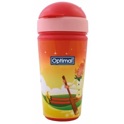 كوب شفاطة سيليكون أوبتيمال OPB-2005 سعة 350 مل، تصميم مقاوم للتسرب، خالٍ من مادة BPA، للأطفال