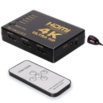 محول HDMI بخمس منافذ بدقة 4K طراز SY-501 مع جهاز تحكم عن بعد لأجهزة HDMI متعددة باللون الأسود
