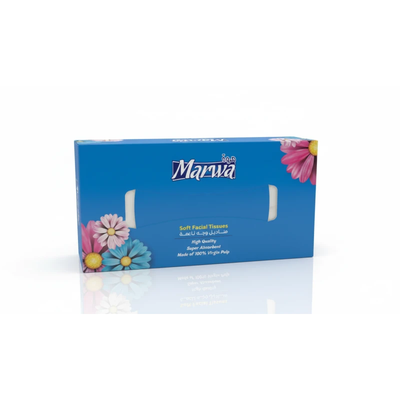 Marwa Soft Facial Tissues – High Quality, Super Absorbent, Made from 100% Virgin Pulp, Gentle on Skin, Ideal for Daily Use - Marwa
