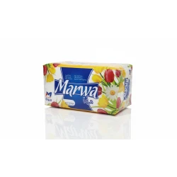 مناديل وجه ناعمة - مصنوعة من لب الورق البكر بنسبة 100% (جودة عالية وقدرة امتصاص فائقة) من مروة