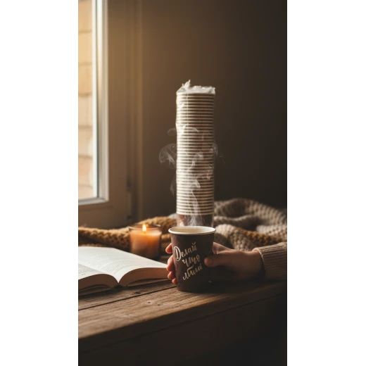 أكواب قهوة ورقية سوداء فاخرة - تصميم مستوحى من عبارة روسية "افعل ما تحب" - أكواب صديقة للبيئة للاستخدام مرة واحدة - عبوة من 50 قطعة للمشروبات الساخنة - مروة - Image 2