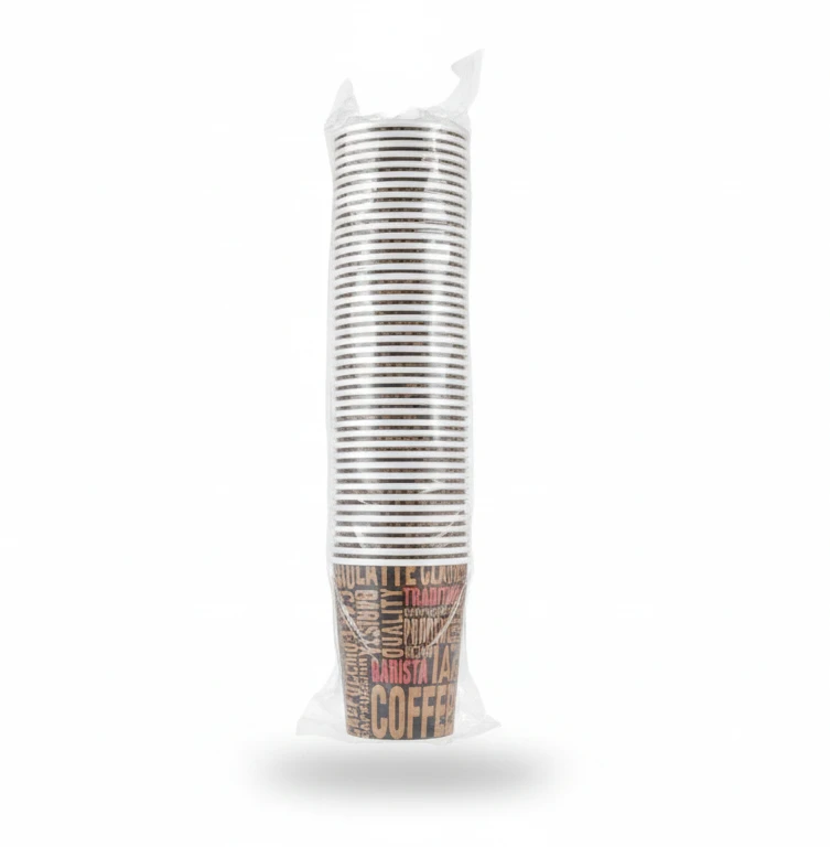Premium Black 7 oz Disposable Paper Coffee Cups – Motivational "Coffe" Russian Script – Bulk 50-Piece Eco-Friendly Set - Marwa