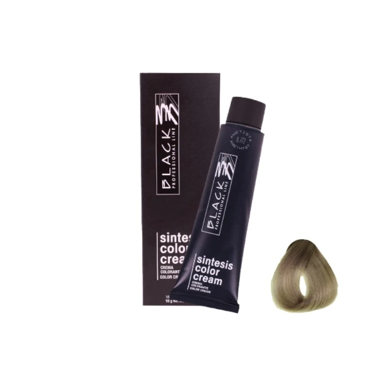 Black Professional Sintesis 0.1 Cenere Permanent Hair Color 100ml: Professional Salon Grade Formula for Grey Coverage and Vibrant, Long Lasting Results. Easy Application