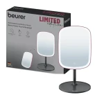 Beurer BS 47 LE4 Illuminated Cosmetic Mirror 5x Magnification LED Lighting Rechargeable for Travel and Home Use Dual Sided 1x and 5x Magnification