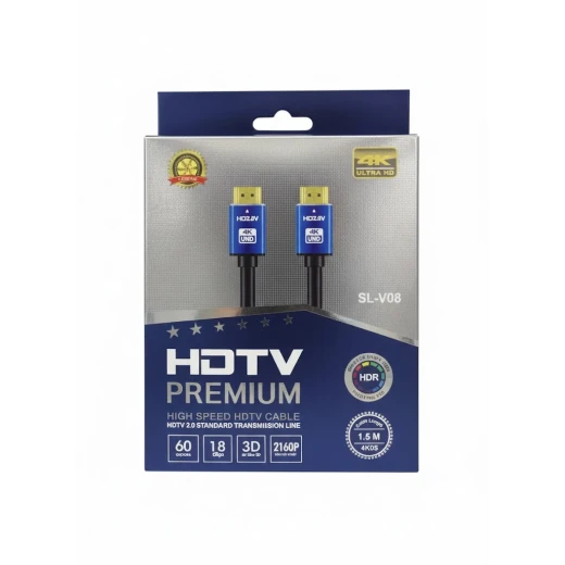 كابل HDMI 2.0 عالي الأداء بطول 5 متر يدعم دقة 4K فائقة الوضوح بتردد 60 هرتز. سرعة نقل بيانات عالية 18 جيجابت في الثانية. تعبئة صندوق الألوان للحماية والراحة. كابل HDMI 2.0 عالي الأداء بطول 5 متر يدعم دقة 4K فائقة الوضوح بتردد 60 هرتز. سرعة نقل بيانات عالية 18 جيجابت في الثانية. تعبئة صندوق الألوان للحماية والراحة.
