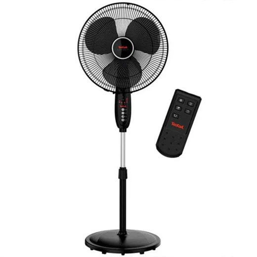 Tefal Stand Fan with Remote Control, Oscillating Feature for Wide Area Cooling, 3 Speed Settings, Timer Function, Black Finish, Suitable for Rooms up to 40 Square Meters Tefal Stand Fan with Remote Control, Oscillating Feature for Wide Area Cooling, 3 Speed Settings, Timer Function, Black Finish, Suitable for Rooms up to 40 Square Meters