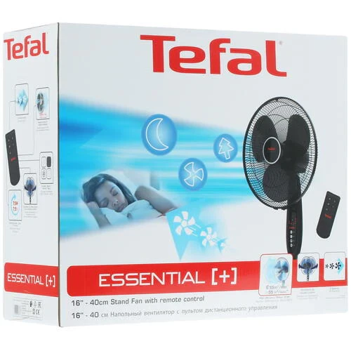 Tefal Stand Fan with Remote Control, Oscillating Feature for Wide Area Cooling, 3 Speed Settings, Timer Function, Black Finish, Suitable for Rooms up to 40 Square Meters - Image 2