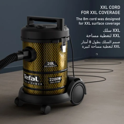 Tefal X-TREM POWER Vacuum Cleaner 2200W Powerful Suction Black and Gold - Image 4