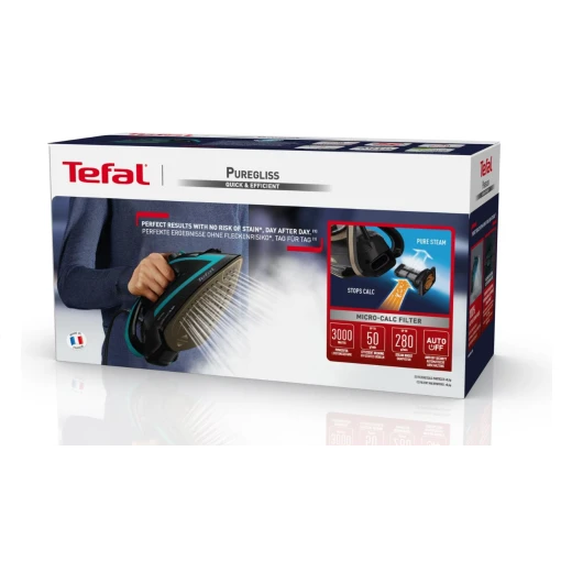 Tefal Puregliss FV8066 Steam Iron: 3000W Power, Black and Blue Design, Anti Drip and Self Clean Features for Efficient Ironing - Image 11