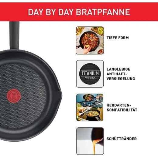 Tefal Day By Day Frying Pan Set of 3, Non-Stick, 20/24/28 cm, Made in France - Image 6