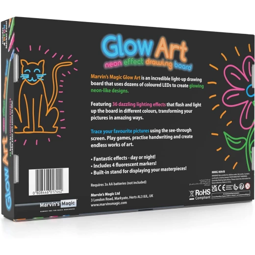 Marvin's Magic Glow Art Neon Effect Drawing Board, Includes 4 Neon Marker Pens, Age 5+ - Image 3