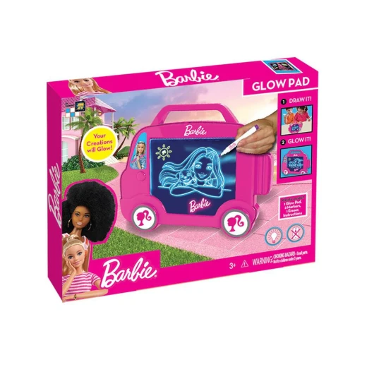 Barbie Glow Pad Drawing Board for Kids, LED Illuminated, Includes Markers and Stencils Barbie Glow Pad Drawing Board for Kids, LED Illuminated, Includes Markers and Stencils