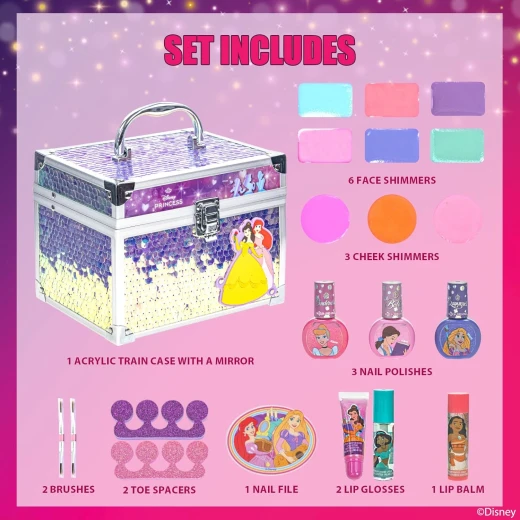 Play & Learn Cosmetic Case Set for Girls, Princess Art, Makeup Kit, Party Favors - Image 6